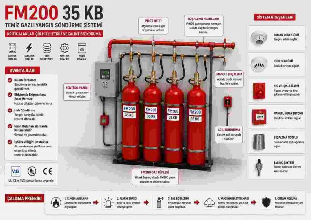 FM200 Yangın Söndürme Sistemleri | Temiz Gazlı Yangın Söndürme Çözümleri